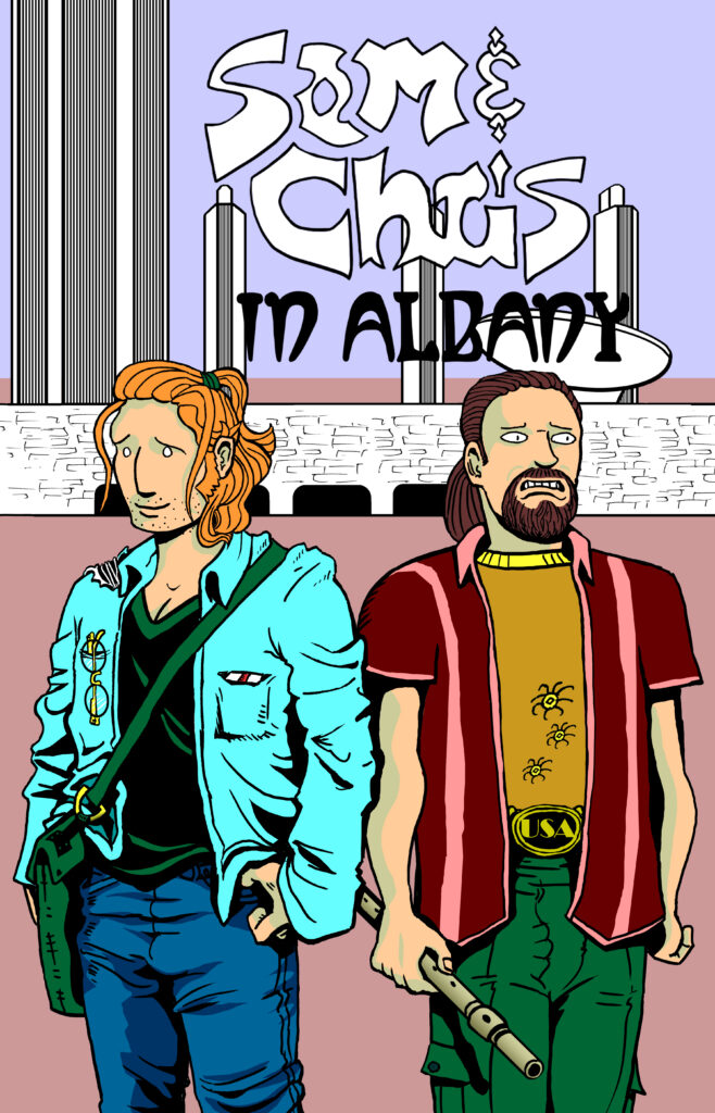 Cover Variant for Sam and Chris in Albany Comicbook by Sam Battin and Fort Dudak, Sam and Chris in Albany: autobio comics about two dudes in the 80s and 90s in Albany, NY